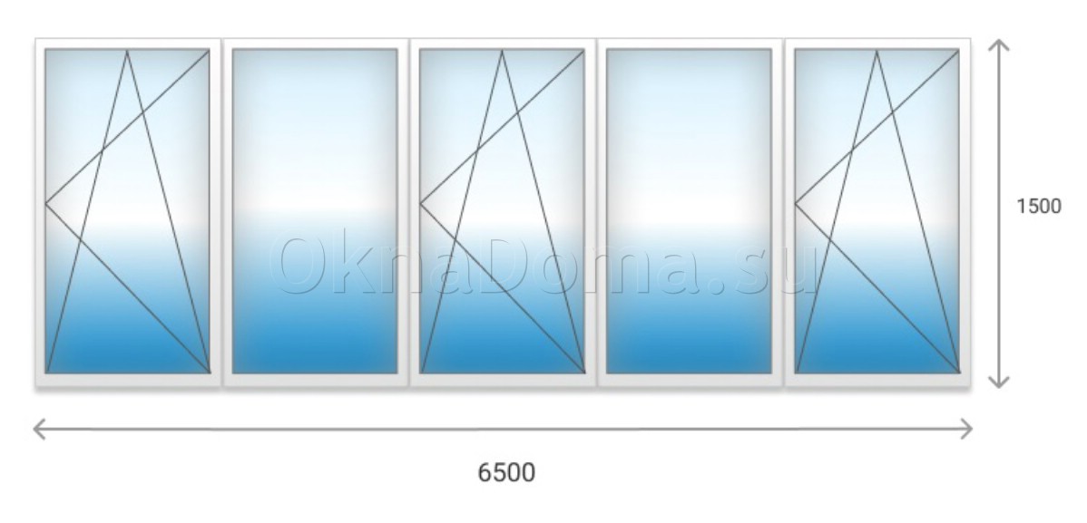 купить Лоджию шириной 6500 мм. из немецкого профиля ПВХ ВЕКА
