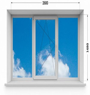 Трехстворчатое окно. 600 серия